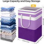 HomeHacks 2 Pack Large Laundry Baskets, Waterproof, Freestanding Laundry Hampers, Collapsible Clothes Hamper with Reinforced 