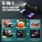 Tire Inflator Portable Air Compressor-Car Tire Air Pump Portable-180PSI Cordless Electric 3X Fast Inflation, Tire Inflator with Gauge, LED, for Bike, Motorcycle, Ball (Obsidian)
