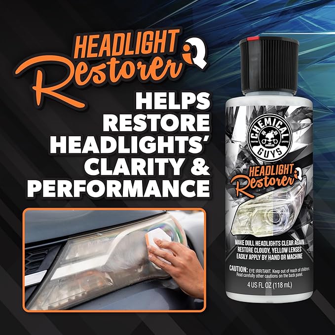 Chemical Guys Headlight Restoration & Ceramic Kit, Complete DIY Kit for Removing Yellowing & Oxidation, Includes Restoration Compound, HydroCharge With Microfiber & Applicator