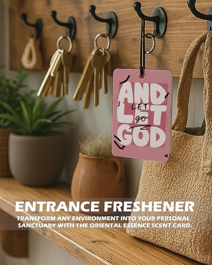 Retro Pink Christian Car Air Freshener 4 Pcs, Neutral Bible Verses Hanging Air Freshener for Cars Bathroom Dorm Books Decor, 