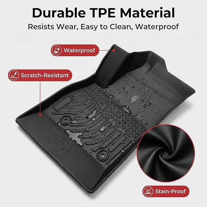 All Weather Floor Mats for 2016-2019 Chevy Cruze (No Fit 2016 Cruze Limited), Chevy Cruze Floor Mats, 1st and 2nd Maximum Coverage, 3D Waterproof TPE Rubber Protector Car Mats Full Set Liners