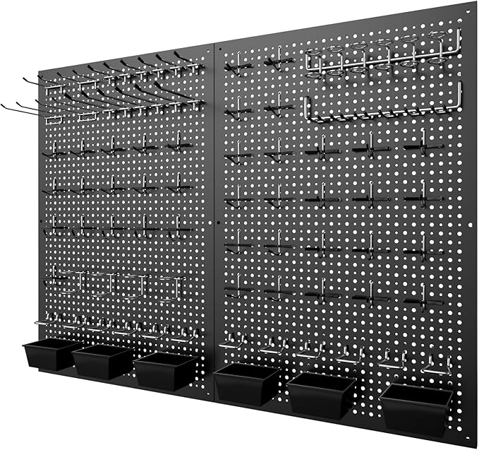 Pegboard kit with Accessories,Includes 2 Pack 16" X 24" Steel Peg Board and 120 PCS Varied Pegboard Accessories,can be Used f