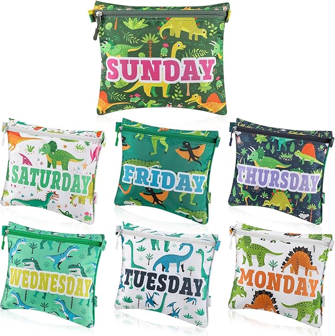 Paterr 7 Pcs Packing Cubes for Travel Kids Day of Week Compression Packing Bags Colorful Luggage Suitcase Organizers Bag for 