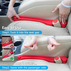 Car Seat Gap Filler Set of 2, 3IN1 Seat Side Gap Filler Plug with Storage Slot & Hook Function, Soft Foam Universal Fit Car SUV Truck Fill Gap Between Seats Console Organizer (Narrow Red)
