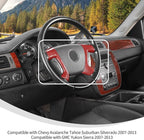 Linskip Steering Wheel Covers Compatible with Avalanche/Suburban/Tahoe/Traverse/Silverado 1500 & Yukon/Sierra 2007-2013, Steering Wheel Trim, Interior Accessories Red Carbon Fiber