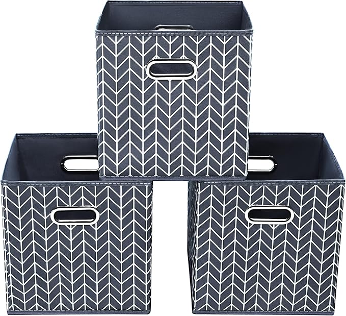 11 Inch Cube Storage Bins , Fabric Cube Organizer Bins with Handle, Foldable Cube Bins for Cloth or Accessary Storage, 11x11x