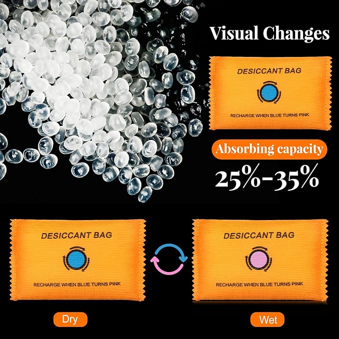 5 Packs 100g Rechargeable Desiccant Moisture Absorbing Bag for Storage Bin Silica Gel Dehumidifier Bag Reusable Indicating