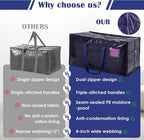6 Pack Moving Bags with Full-Open Side Zipper, Extra Large 93L Heavy Duty Waterproof Foldable Storage Totes for College Dorm,