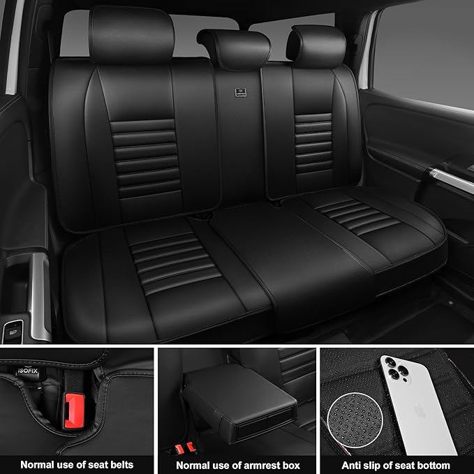 CAR PASS Nappa Leather Car Seat Covers Full Set, Luxury Seat Protector for Cars, Waterproof Anti-Slip Car Seat Cushion Armres