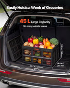 VEVOR Plastic Collapsible Storage Bins, 45L 3 Packs, Stackable Folding Storage Crates with Handles, Holds 33 lbs Per Bin, Fol