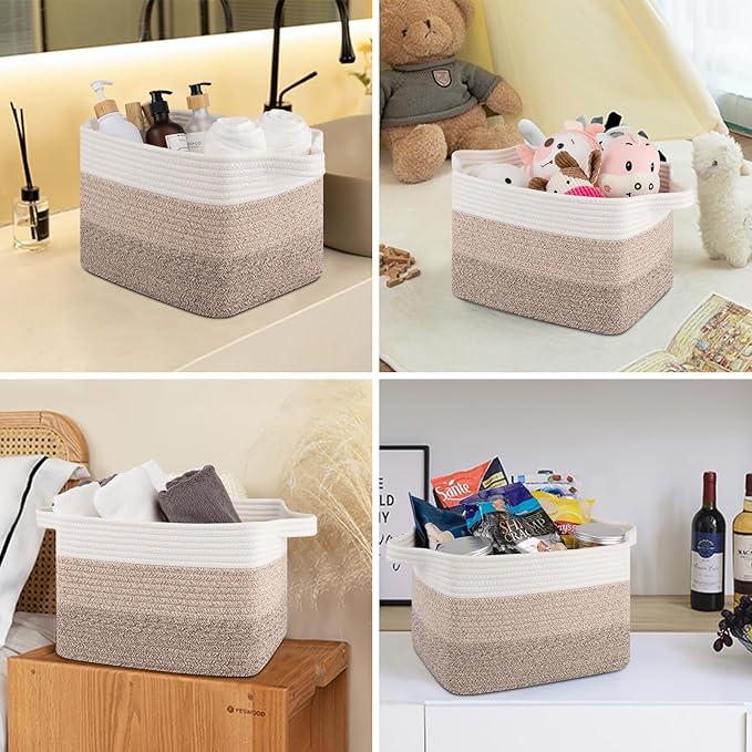 OIASKET Storage Baskets for Organizing, Woven Baskets for Shelves, Rectangle Decorative Organizer for Storage Clothes, Toy, B