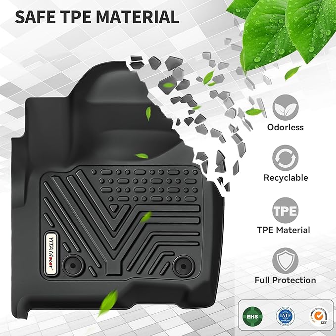 YITAMOTOR Floor Mats Compatible with 2019-2020 Hyundai Santa Fe 5 Passenger Models, Custom Fit Black TPE Floor Liners, 1st & 2nd Row All-Weather Car Mats