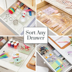 STORi SimpleSort 6-Piece Stackable Clear Drawer Organizer Set | 6" x 6" x 2" Square Trays | Small Makeup Vanity Storage Bins 