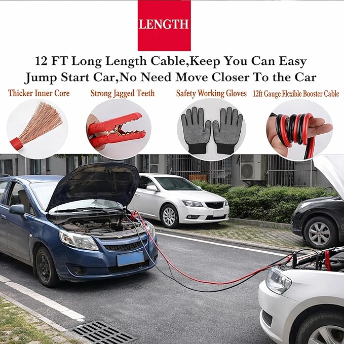 kewen Car Emergency Kit, Roadside Assistance Emergency Car Kit Jumper Cables, Road Trip Essentials, Auto Vehicle Car Safety K