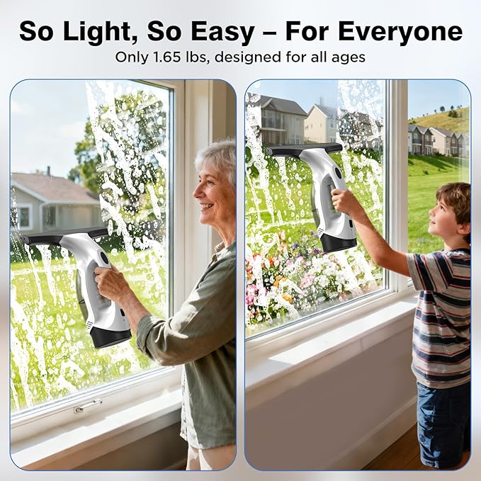 Window Vacuum Squeegee Cordless, Electric Window Cleaner Tool with Water Collection Tank, Window Cleaning Kit Shower Squeegee