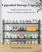 Kitsure Extra-Long Shoe Rack for Closet, Shoe Organizer for Front Door Entrance, Stackable Shoe Shelf, Detachable Closet Orga