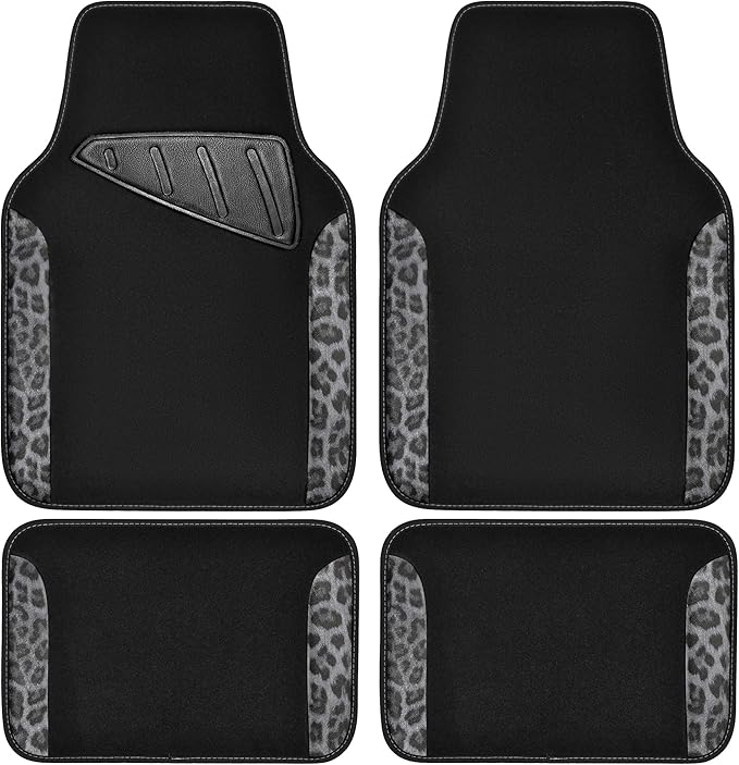 CAR PASS Waterproof Universal Car Floor Mats, Leopard Print Car Mats Fit for SUV,Vans,sedans, Trucks,Set of 4pcs Car Carpet w