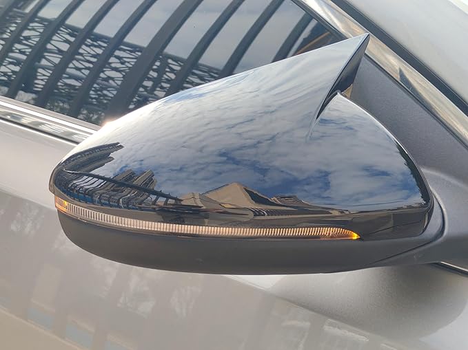 Compatible with Kia Forte Mirror Cover 2019 2020 2021 2022 2023 2024, Accessories Car Exterior Door Ox Horn Side Rearview Mirror Guard Cover Trim Caps (Glossy Black)