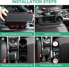 Car Seat Organizer Cup Drink Holders,Multifunctional Gap Filler Storage Box,Insert Organization Helps Reduce Distracted Driving&Holds Phone Mount Mug Bottle Cellphones Coasters Wallet Cards (Black)