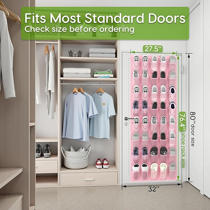 Unjumbly Over the Door Shoe Organizer with 40 Large Breathable Mesh Pockets, Space Saving Shoe Holder, Hanging Shoe Rack for 