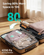 NUTICT 8-Pack Vacuum Seal Storage Bags for Travel, Rechargeable Wireless Air Pump, 4-Size Compression Space Saver for Luggage