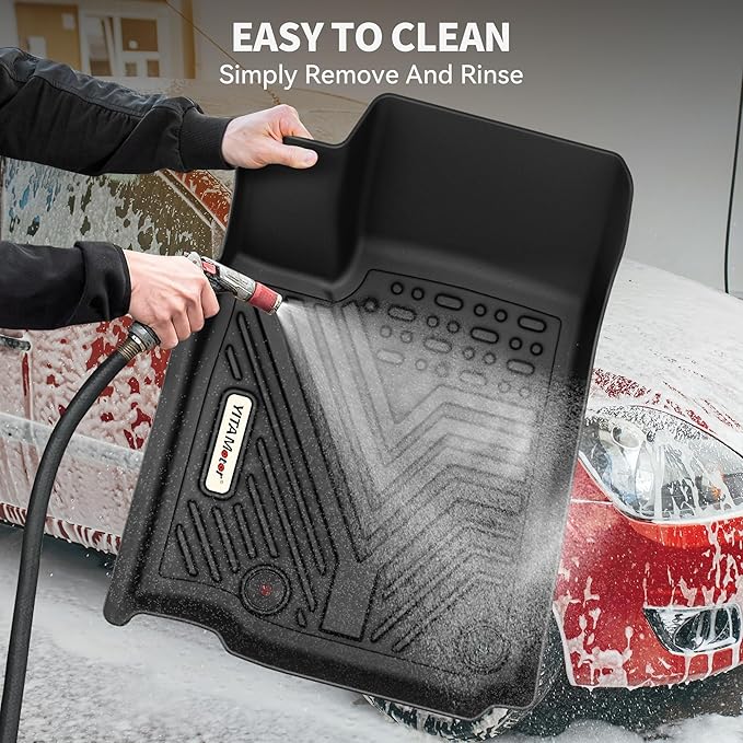 YITAMOTOR Floor Mats Compatible with 2019-2020 Hyundai Santa Fe 5 Passenger Models, Custom Fit Black TPE Floor Liners, 1st & 2nd Row All-Weather Car Mats