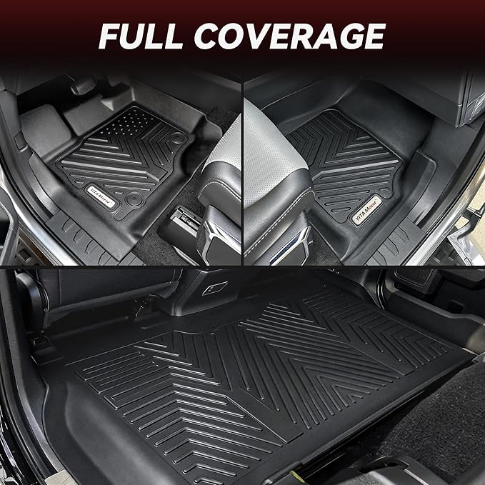 YITAMOTOR Floor Mats Fit for Ford F-150 2015-2026 & F150 Lightning 2022-2026 SuperCrew (Rear w/o U-Seat Flat Storage),TPE All Weather Truck mats, 1st & 2nd Row