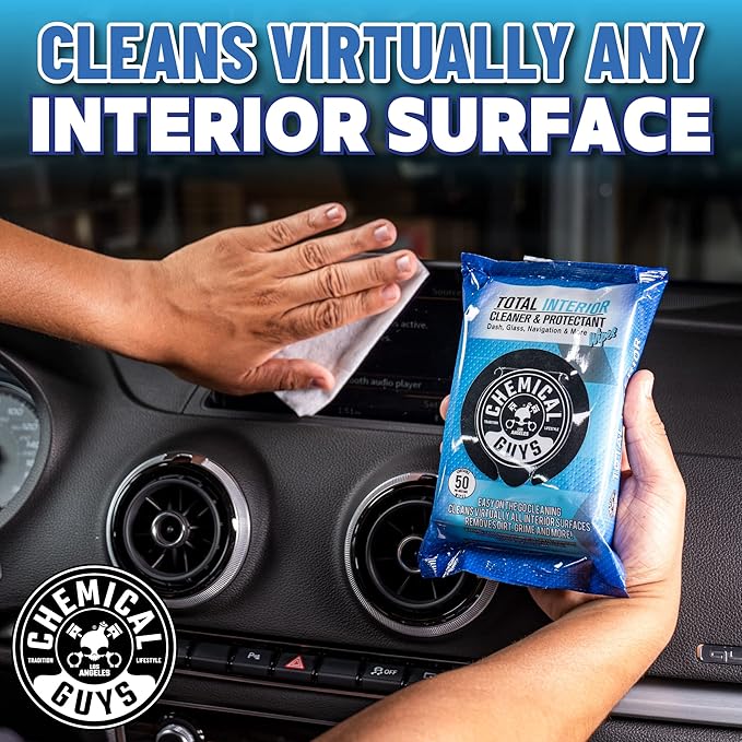 Chemical Guys PMWSPI22050 Total Interior Cleaner & Protectant Wipes Mega 100 Pack, Safe for Cars, Trucks, SUVs, Jeeps, Motorc