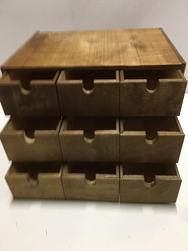 Handmade Shelf Organizer for Desk with Drawers, Desk Accessories Stationery Storage Box Bills Collection Holder (Jacobean, 9 