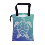 Car Trash Bag Abstract Blue Sea Turtle Hanging Drawstring Car Organizer and Storage Bag with Adjustable Buckle Canvas Garbage Bin for Back Seat or Hanging Headrest Car Decor Road Trip Essentials