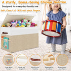 Large Toy Storage Box with Lid Upgraded Toy Storage Chest Organizer with Divider Foldable Toy Bin for Kids Boys Girls Playroo