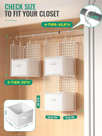 Hanging Closet Organizer with Drawers, 4 Tier Metal Closet Organizers and Storage with 4 Hanging Hooks 4 S-Hooks for Wardrobe