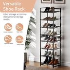 8 Tier Shoe Rack, Tall Metal Shoe Storage with Adjustable Shelves, Holds 16-20 Pairs, Stackable Shoe Stand for Garage Hallway