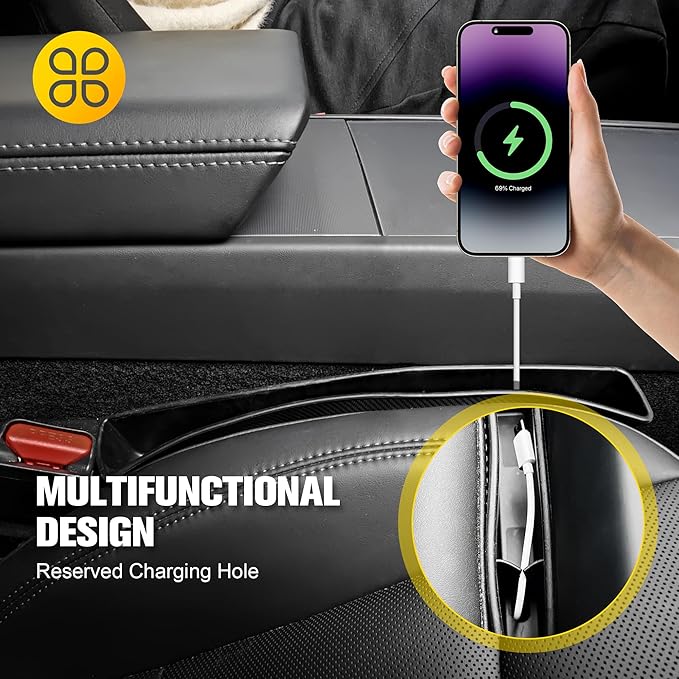 2 PCS Car Seat Gap Filler Organizer, Auto Interior Accessories Multifunctional Car Gap Fillers, Universal Car Seat Storage Organizer to Fill the Gap Space Between the Console and Seats, Black