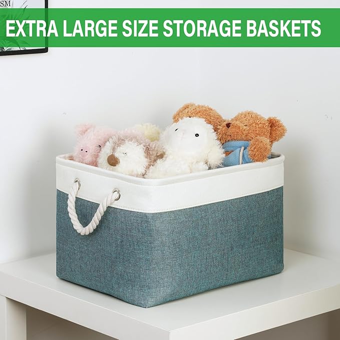 Bidtakay Fabric Storage Baskets for Shelves 3 Pack Large Storage Bins for Organizing Linen Collapsible Organizer for Closet-D