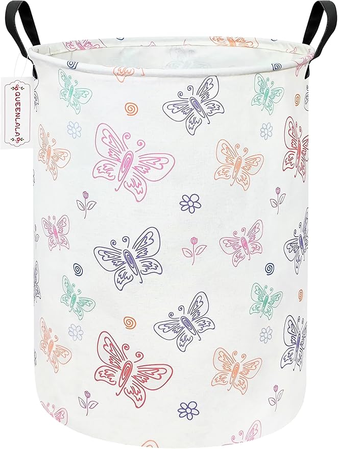 QUEENLALA Large Storage Basket,Laundry Hamper/Bathroom/Home Decor/Collapsible Round Storage Bin,Boys and Girls Hamper/Boxes/C