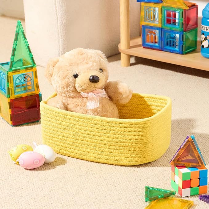 MiniArk Small Storage Baskets for Organizing | Closet Organizer Bins | Shelf Toy Basket | Woven Rope Baskets | Cube Decorativ