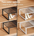 Multi-Functional Adjustable Metal Wire Shoe Rack Organizer - Stackable Shoe Storage for Closet, Extendable 15-24.4in, Retract
