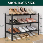 Smiry Bamboo Shoe Rack 3-Tier, Stackable Wooden Shoe Organizer for Entryway & Closet, Free Standing Wood Shoe Storage Shelf f