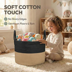 JMvicyroam 65L Extra Large Blanket Basket for Living Room - Woven Cotton Rope Laundry Hamper with Reinforced Handles - Storag