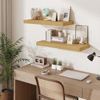 Fun Memories 32 x 12 Floating Shelves Wall-Mounted - Rustic Wood Shelf - 12 Inch Deep Floating Shelves for Wall - Large Stora