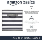 Amazon Basics Collapsible Fabric Storage Bins with Handles, Cube Organizer for Organizing, 13"x13"x13", White/Light Grey Stri