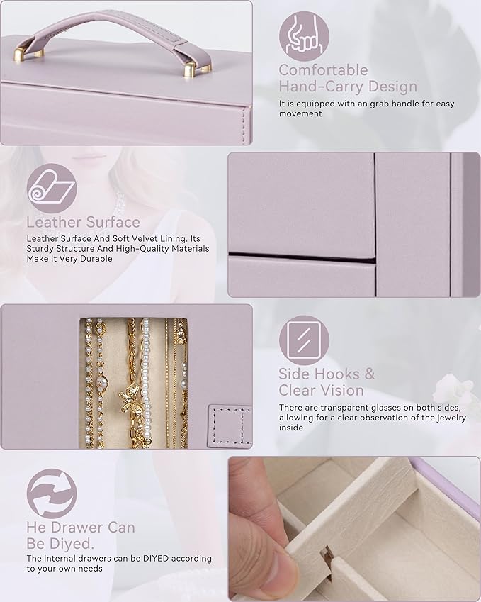 AKOZLIN 360° Rotating Jewelry Box 6-Tier Organizer Functional Jewelry Storage Case for Women Girls Ring Necklace Earring Brac