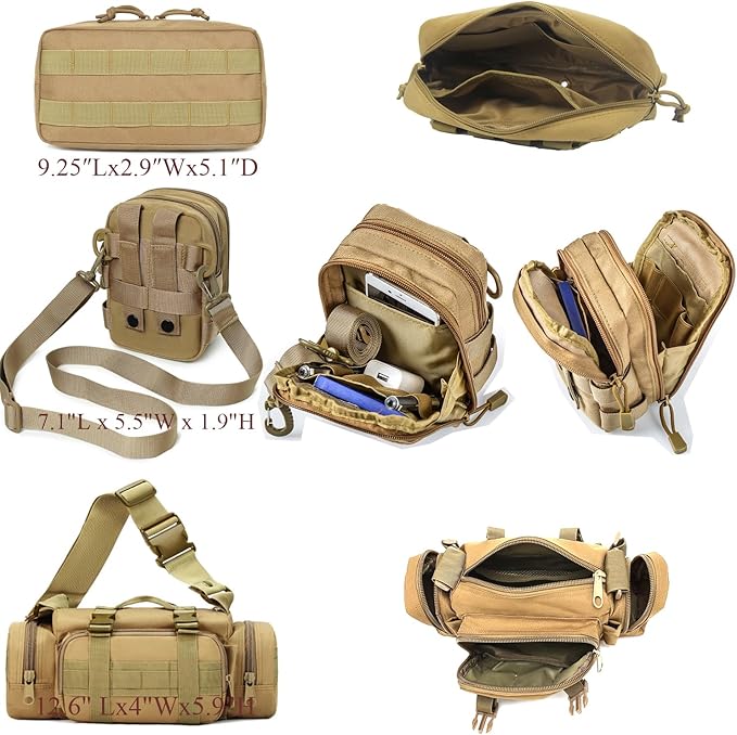 6 Pack Tactical Molle Car Seat Back Organizer - Tactical Vehicle Panel Organizer with 5 Detachable Molle Pouch,US Flag Patch
