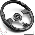 NOKINS 12.5" Universal Golf Cart Steering Wheel, Fit EZGO TXT/RXV/Club Car DS/Precedent/Yamaha, Most Golf Carts (Carbon Fiber Black)