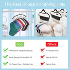 Hat Hangers for Closet, Metal 1 Pack Hat Organizer Holder for Hanger Closet Display, Hat Racks for Baseball Caps w/10 Clips, 