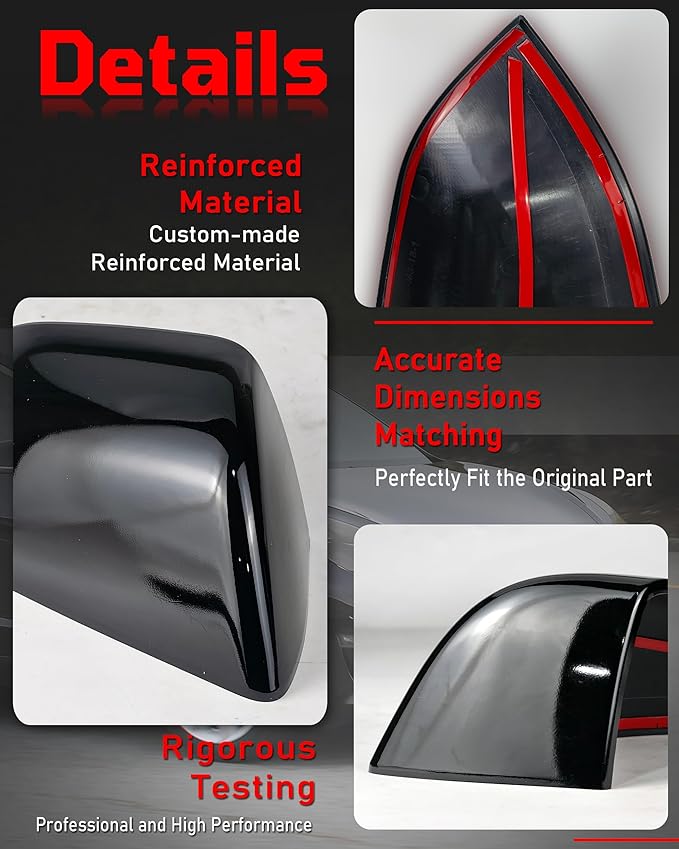 Side Mirror Caps Cover Compatible with Tesla Model 3 2017 2018 2019 2020 2021 2022 2023 2024 2025 Gloss Black Mirror Covers