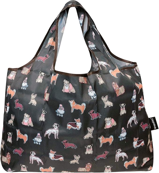 allydrew Large Foldable Tote Nylon Reusable Grocery Bags, 5 Pack