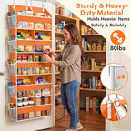 Over The Door Organizer 5 Tiers, Extra Large Behind Door Storage of 10 Compartments, 80 lbs Weight Capacity Hanging Storage O