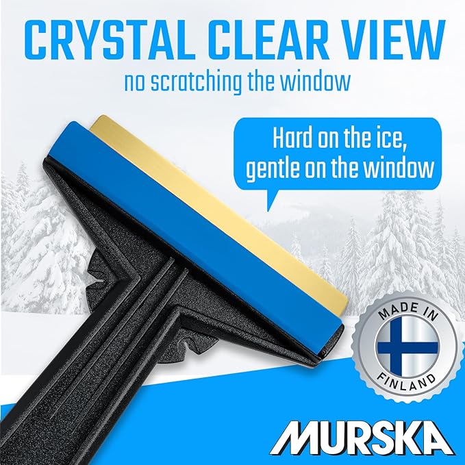 Car Ice Scraper Brass Blade - Fast, Easy & efficient - [ 2 Pack ] Ice Scrapers for Car Windshield Ice Scraper - Brass Ice Scraper for Car - Original Murska from Europe - for Winter A054-2